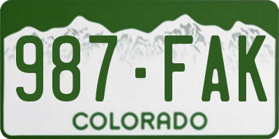 CO license plate 987FAK