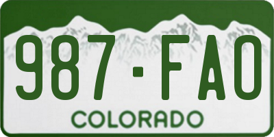 CO license plate 987FAO