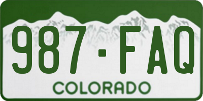 CO license plate 987FAQ