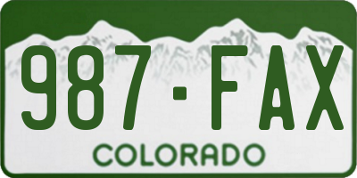 CO license plate 987FAX