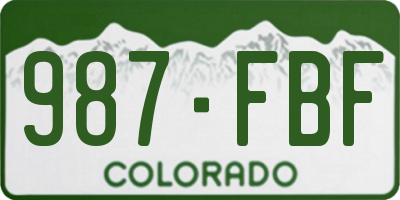 CO license plate 987FBF