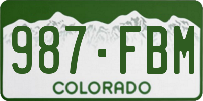 CO license plate 987FBM
