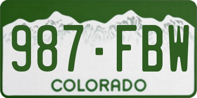 CO license plate 987FBW