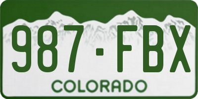 CO license plate 987FBX