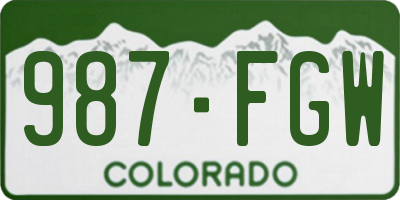 CO license plate 987FGW