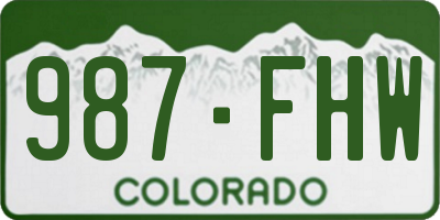 CO license plate 987FHW