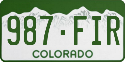 CO license plate 987FIR