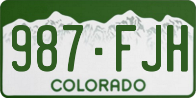 CO license plate 987FJH
