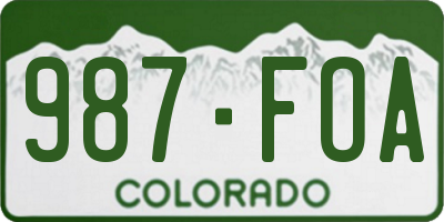 CO license plate 987FOA