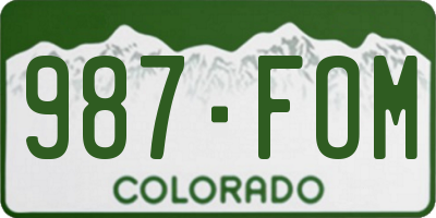 CO license plate 987FOM