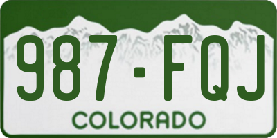 CO license plate 987FQJ