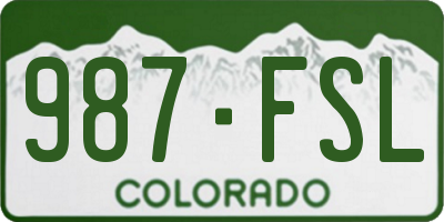 CO license plate 987FSL