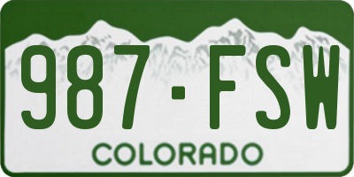 CO license plate 987FSW