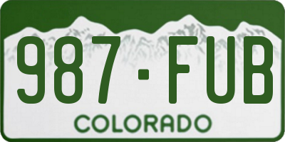 CO license plate 987FUB