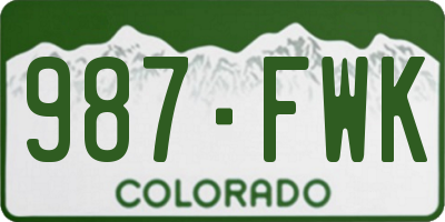 CO license plate 987FWK