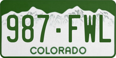 CO license plate 987FWL