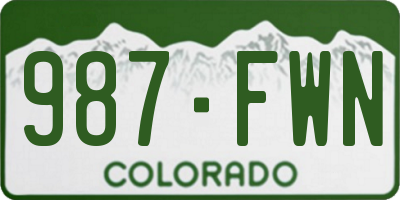 CO license plate 987FWN