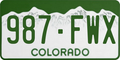 CO license plate 987FWX