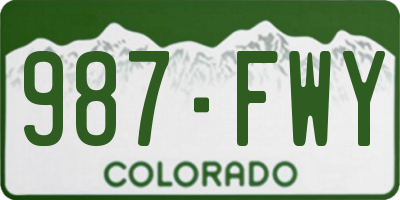 CO license plate 987FWY