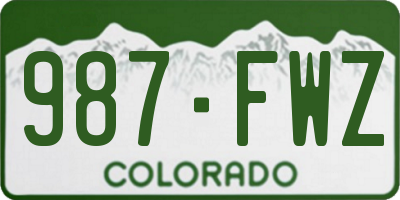 CO license plate 987FWZ