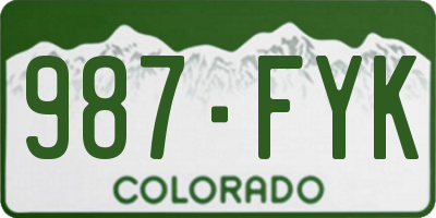 CO license plate 987FYK