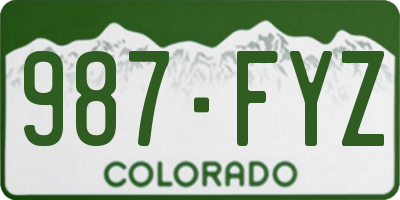 CO license plate 987FYZ