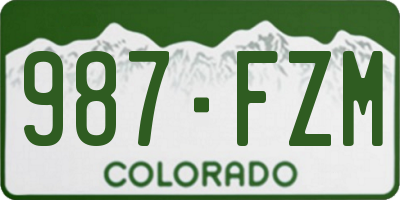 CO license plate 987FZM