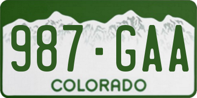 CO license plate 987GAA