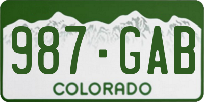 CO license plate 987GAB