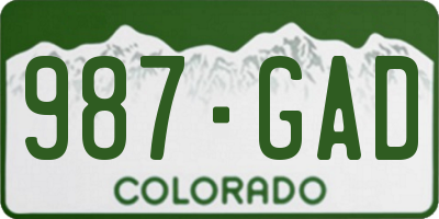 CO license plate 987GAD