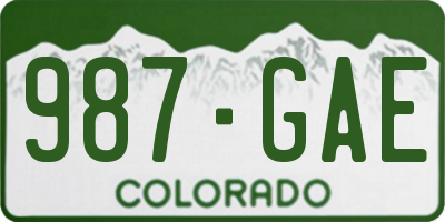 CO license plate 987GAE