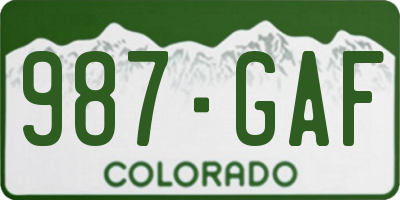 CO license plate 987GAF