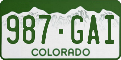CO license plate 987GAI