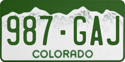 CO license plate 987GAJ