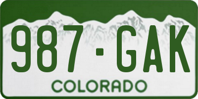 CO license plate 987GAK