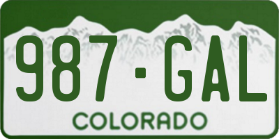 CO license plate 987GAL