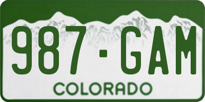 CO license plate 987GAM