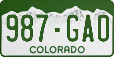CO license plate 987GAO