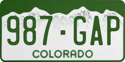 CO license plate 987GAP