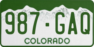 CO license plate 987GAQ