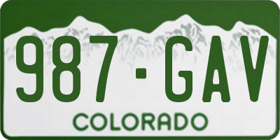 CO license plate 987GAV