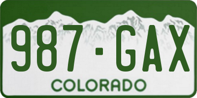 CO license plate 987GAX