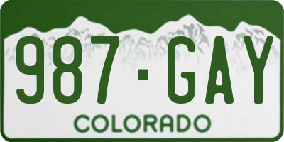 CO license plate 987GAY