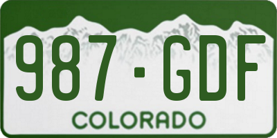 CO license plate 987GDF