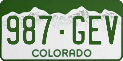 CO license plate 987GEV