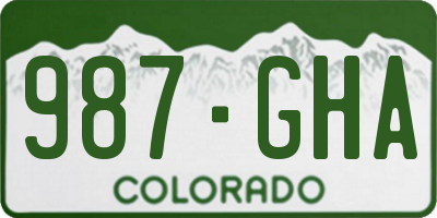 CO license plate 987GHA