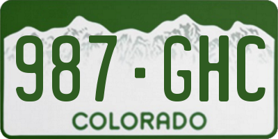 CO license plate 987GHC