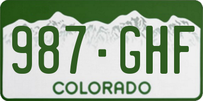 CO license plate 987GHF