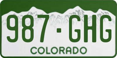 CO license plate 987GHG