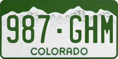 CO license plate 987GHM